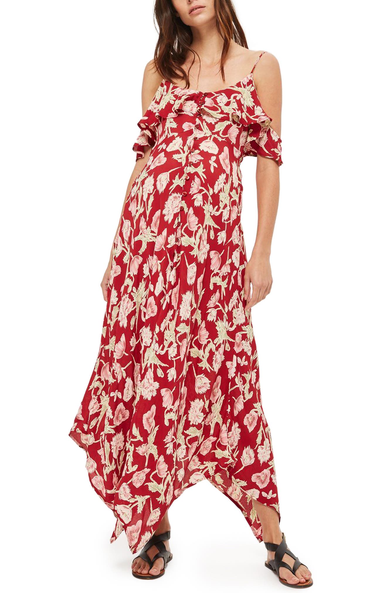 topshop red maxi dress