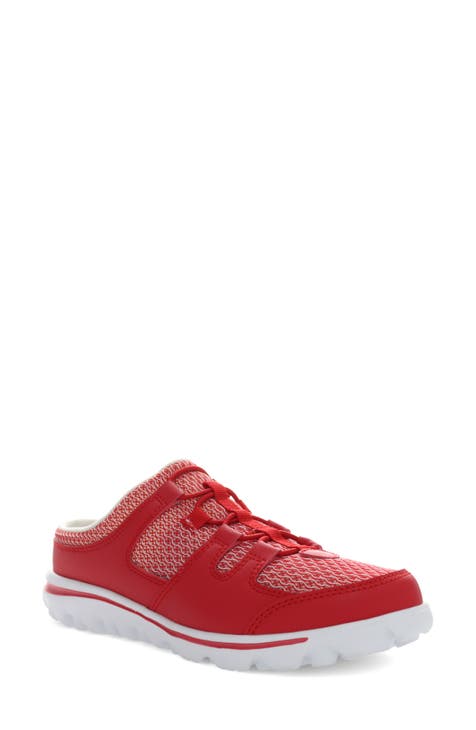 Catch A Star Red Sneakers, Women's Red Slip On Loafers