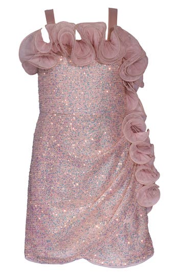 Shop Bonnie Jean Kids' Sequin Ruffle Party Dress In Blush