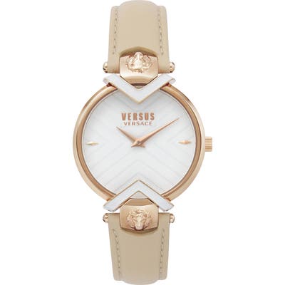 Versus Versace Mabillon Leather Strap Watch,