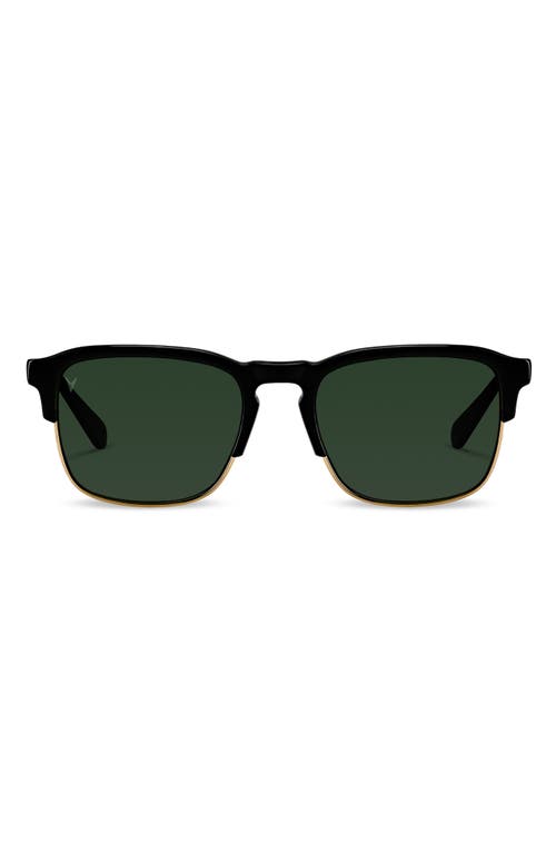 Villa 53mm Polarized Browline Sunglasses in Black/Green