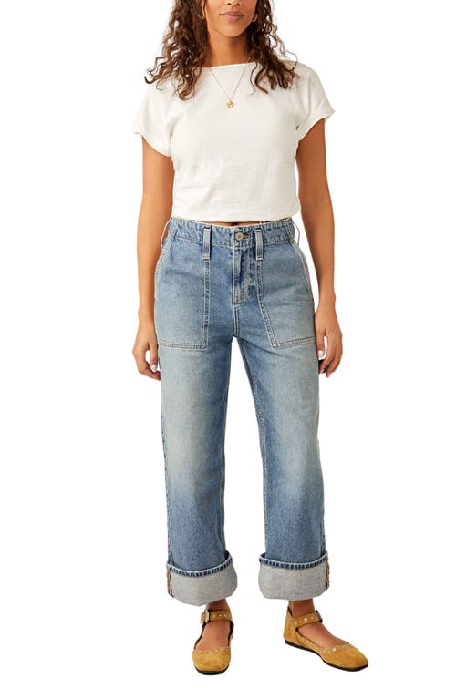 Shop Free People Major Leagues Wide Leg Crop Jeans In Envy