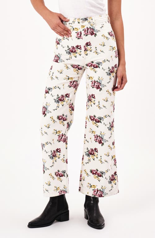 Rolla’s Rolla's Floral Wide Leg Ankle Jeans in Cream