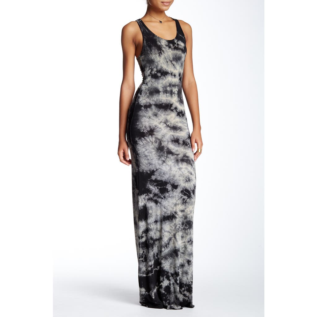 Shop Go Couture Tie-dye Maxi Dress In Black Grey Splotch