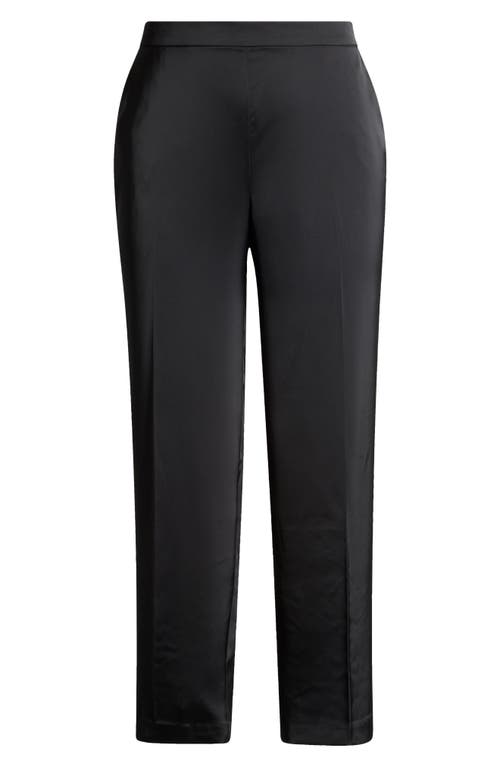 Shop Anne Klein Wide Leg Satin Pants In Anne Black