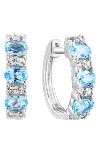 Effy Sterling Silver Semiprecious Stone Huggie Hoop Earrings In Blue