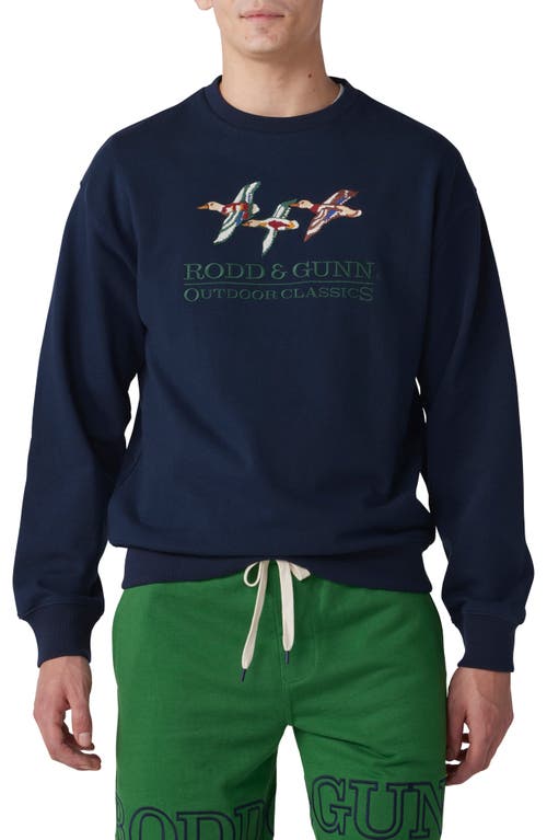 Rodd & Gunn The Mallard Embroidered Crewneck Sweatshirt Midnight at Nordstrom,