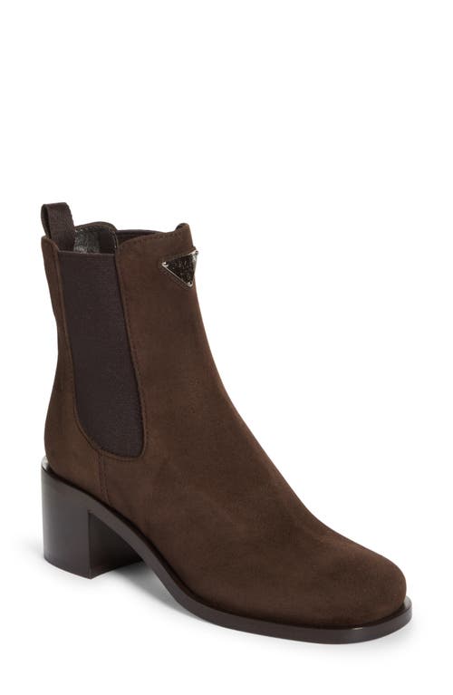 Prada Tronchetti Block Heel Chelsea Boot Brown at Nordstrom,