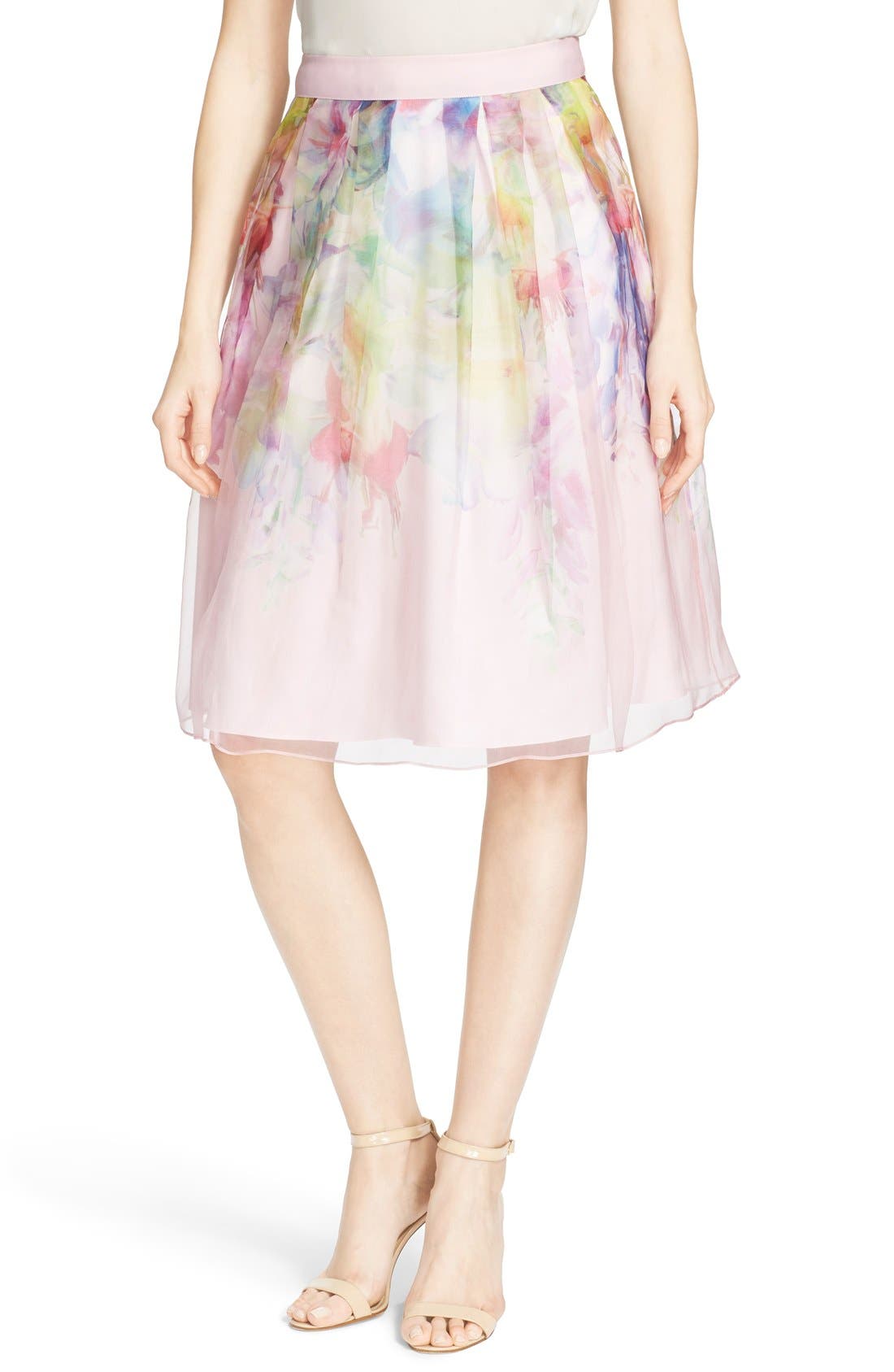 Ted Baker London 'Glenis' Floral Print Silk Skirt Nordstrom
