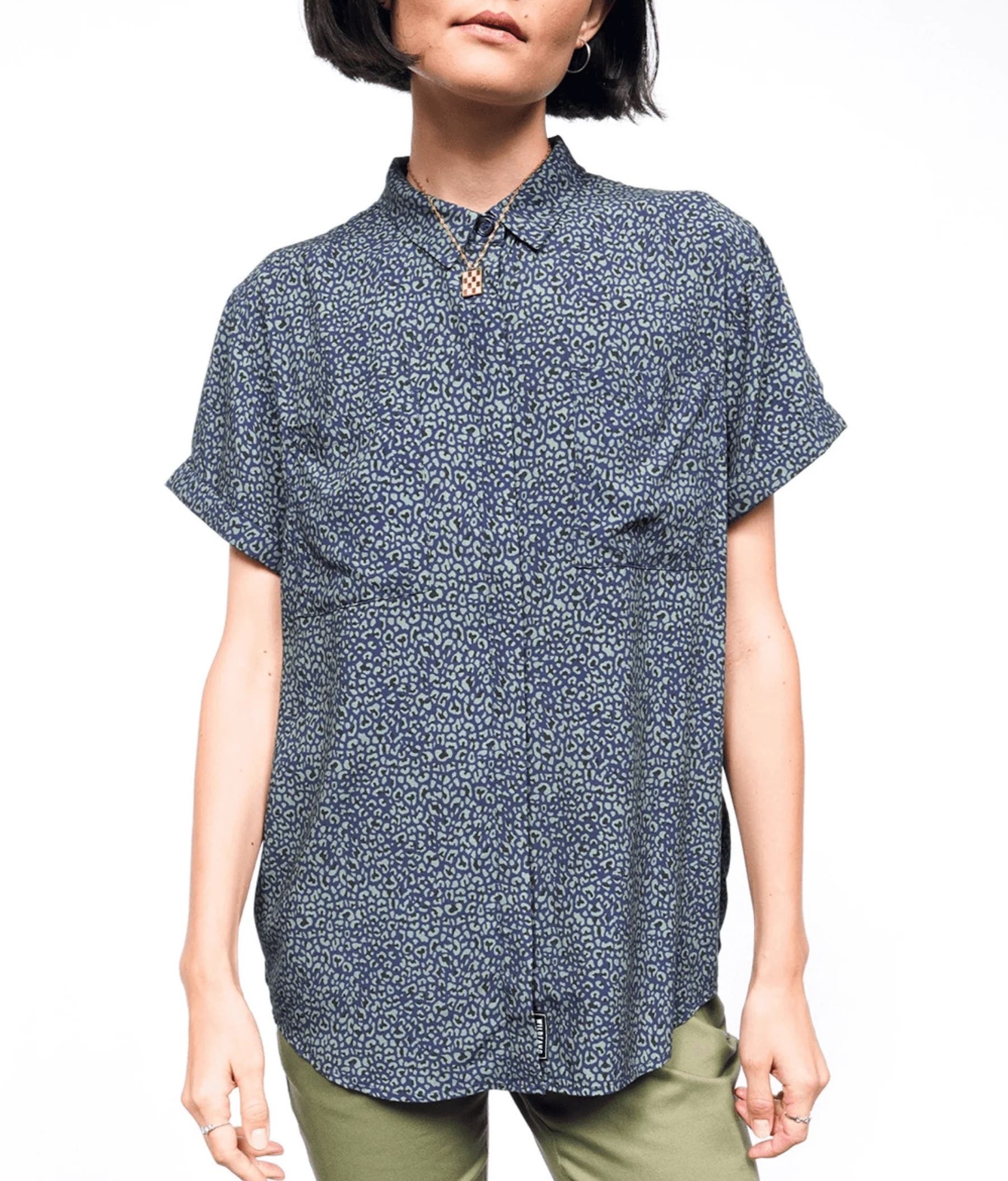 WILDFANG The Empower Button Up in Animal Navy/multi Cover