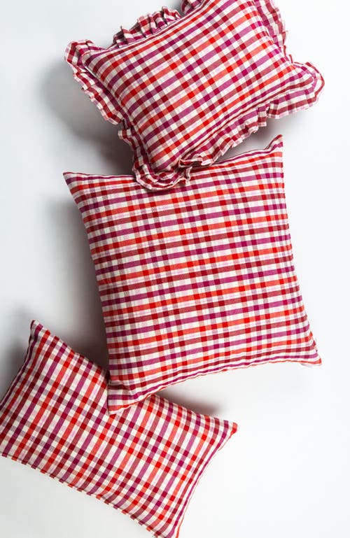 ARCHIVE NEW YORK ARCHIVE NEW YORK NOEL RED PLAID HANDWOVEN COTTON RECTANGLE THROW PILLOW