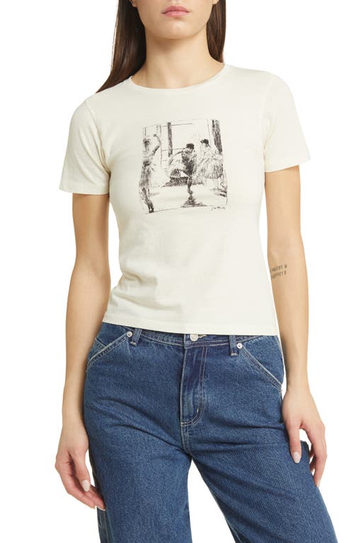 Ballet Dancers Sketch Cotton Graphic T-Shirt in Washed Marshmallow