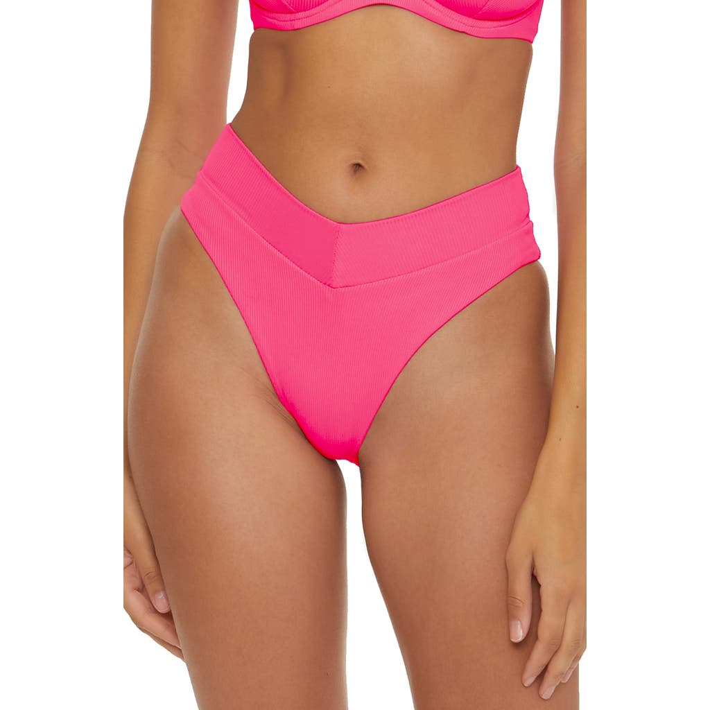 Shop Becca Modern Edge High Waist Bikini Bottoms In Pink Glo