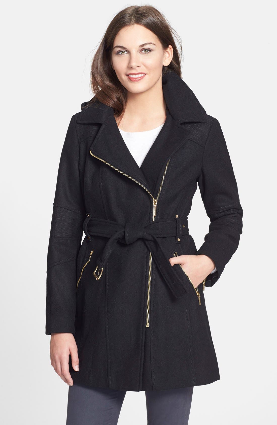 michael kors asymmetrical walker coat