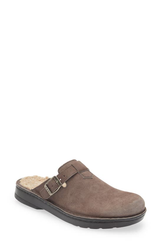 Naot Martos Faux Shearling Mule In Taupe Gray Suede