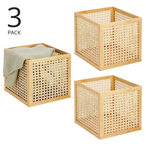 Shop Mdesign Natural Cane Square Storage Organizer Bin, 3 Pack