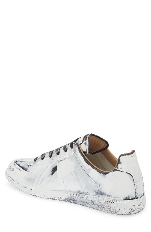 Shop Maison Margiela Replica Paint Low Top Sneaker In Black/glossy White