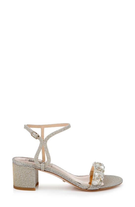 Badgley Mischka Tanessa Satin Ankle-strap Sandals In Platino