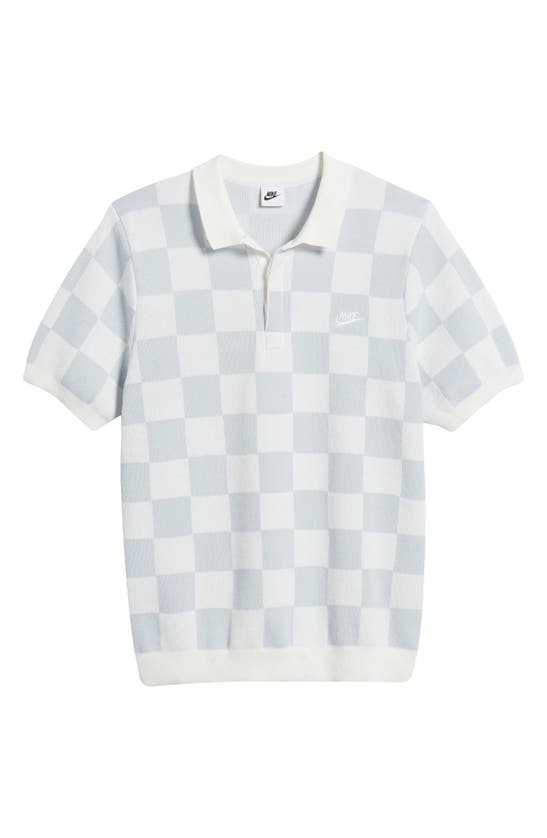 Shop Nike Club Checkers Jacquard Polo Sweater In Sail/ Pure Platinum