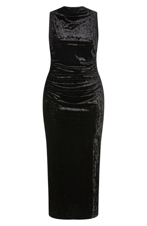 Shop City Chic Mae Sleeveless Crushed Velvet Dress In Black