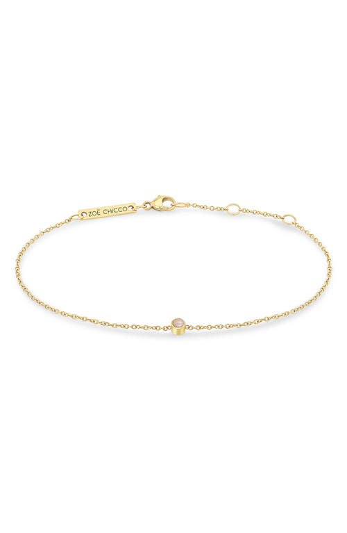 Zoë Chicco Bezel Opal Pendant Bracelet in Yellow Gold at Nordstrom, Size 7