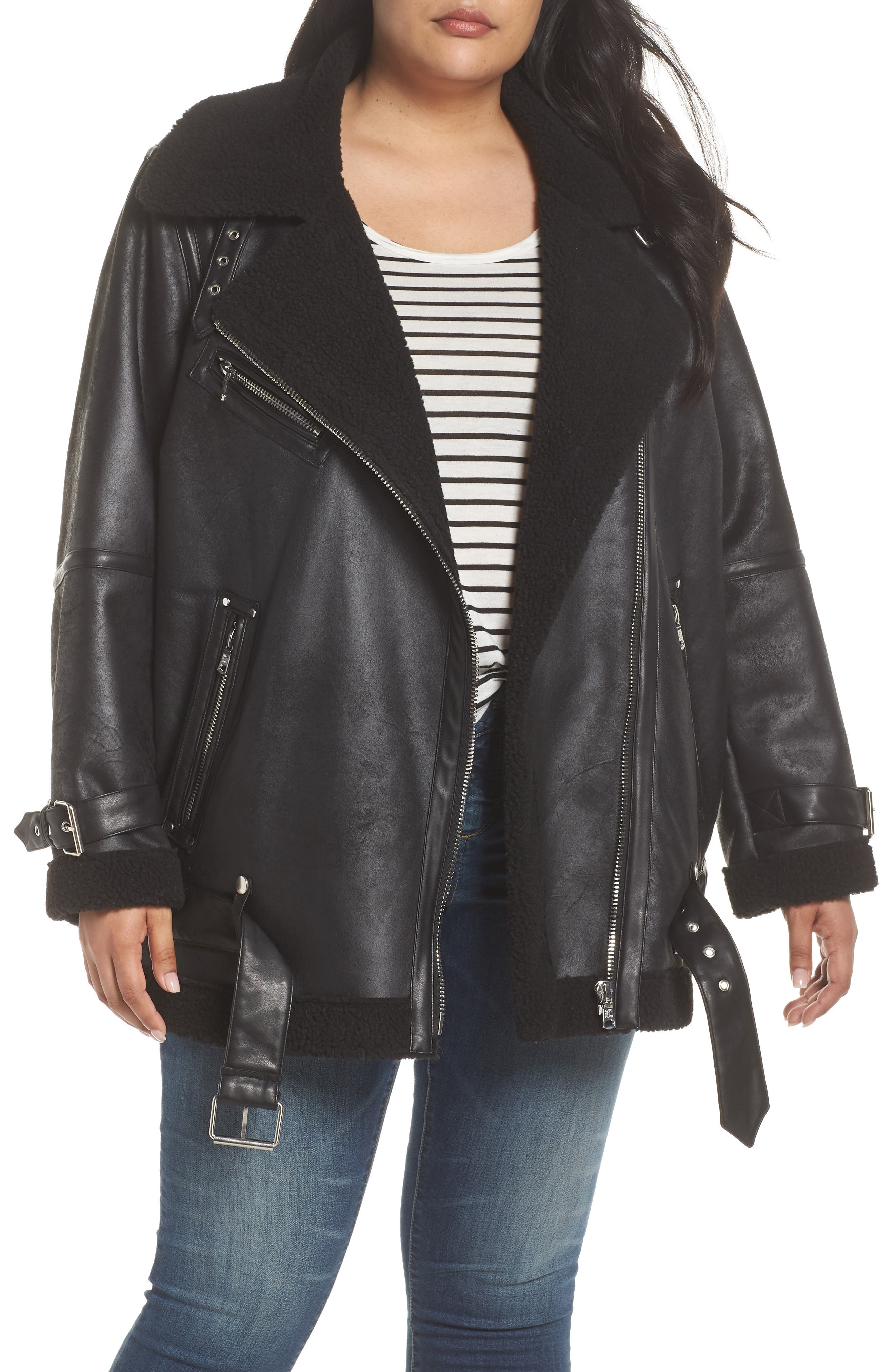 plus size faux shearling jacket