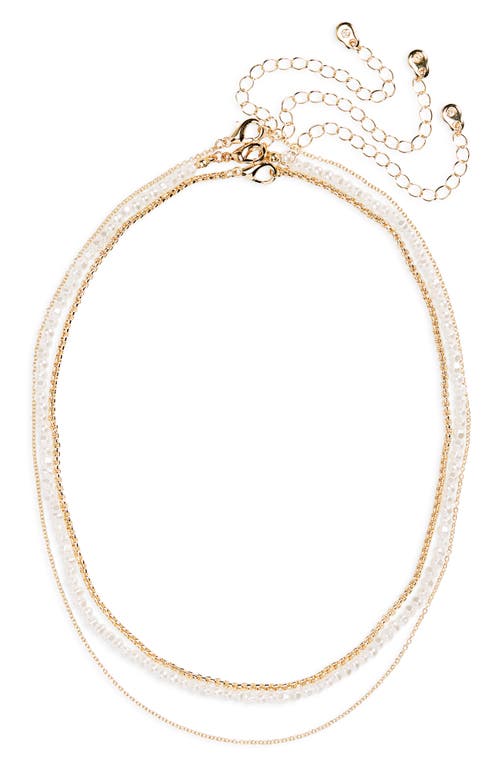 BP. Set of 3 Imitation Pearl & Chain Necklaces in Gold- White at Nordstrom