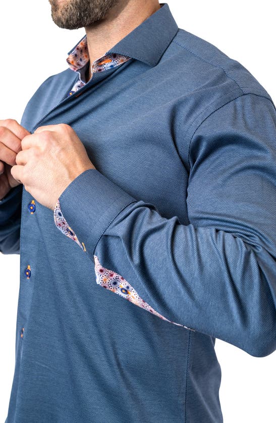 Shop Maceoo Einstein Stretchharper Contemporary Fit Button-up Shirt In Blue