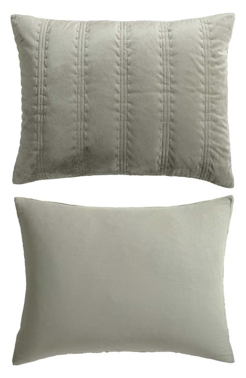 Vera Wang Velvet Linear Stitch Quilt Set In Silver Leaf