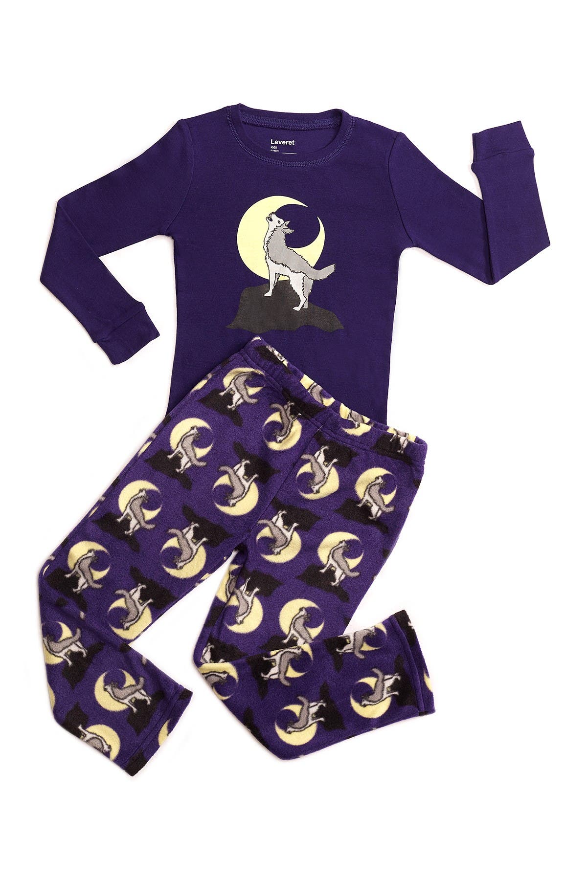 Leveret Purple Wolf 2Piece Pajama Set Nordstrom Rack