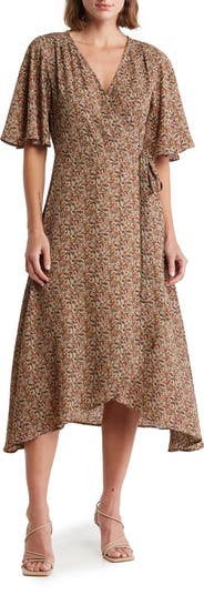 Bobeau Orna Patterned Wrap Dress Nordstromrack