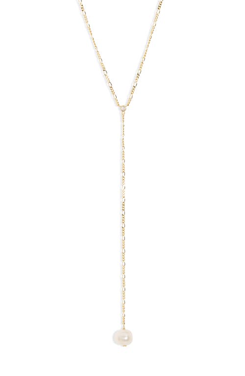 Argento Vivo Sterling Silver Cultured Pearl Pendant Y-necklace In Gold