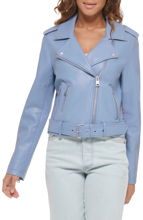 Women's Blue Leather & Faux Leather Jackets