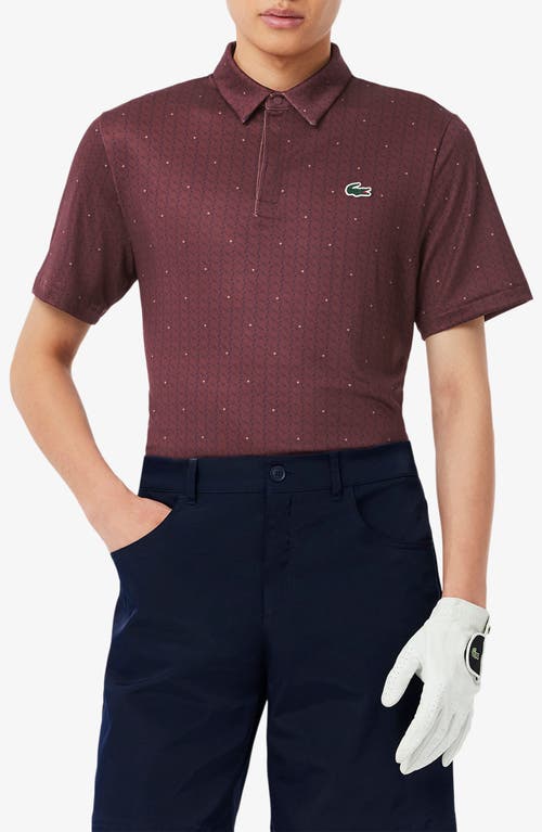 Lacoste Regular Fit Print Stretch Polo Shirt In Expresso/navy Blue