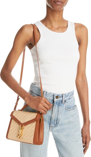 Saint Laurent Mini Cassandra Raffia Top Handle Bag