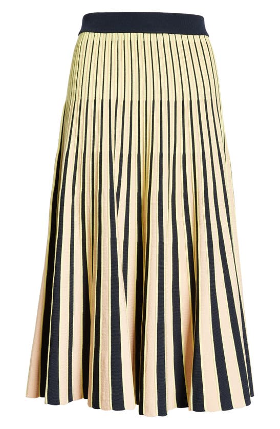 Shop Partow Millie Stripe Rib Sweater Skirt In Sunset