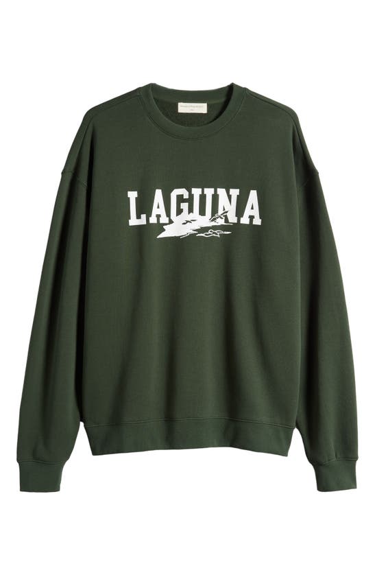 Shop Museum Of Peace And Quiet Laguna Crewneck Cotton Graphic Sweatshirt In Forest