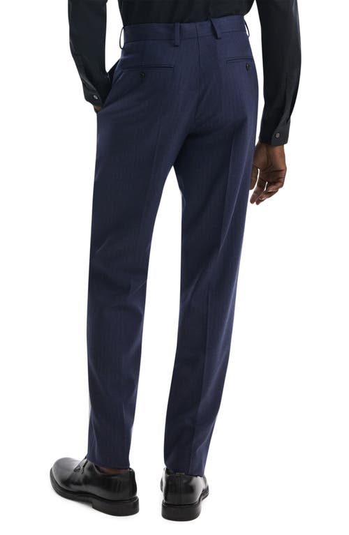 Theory Mayer Herringbone Wool Blend Flannel Dress Pants In Navy Multi
