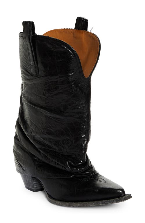 Shop R13 Chunky Sleeve Cowboy Boot In Shiny Black