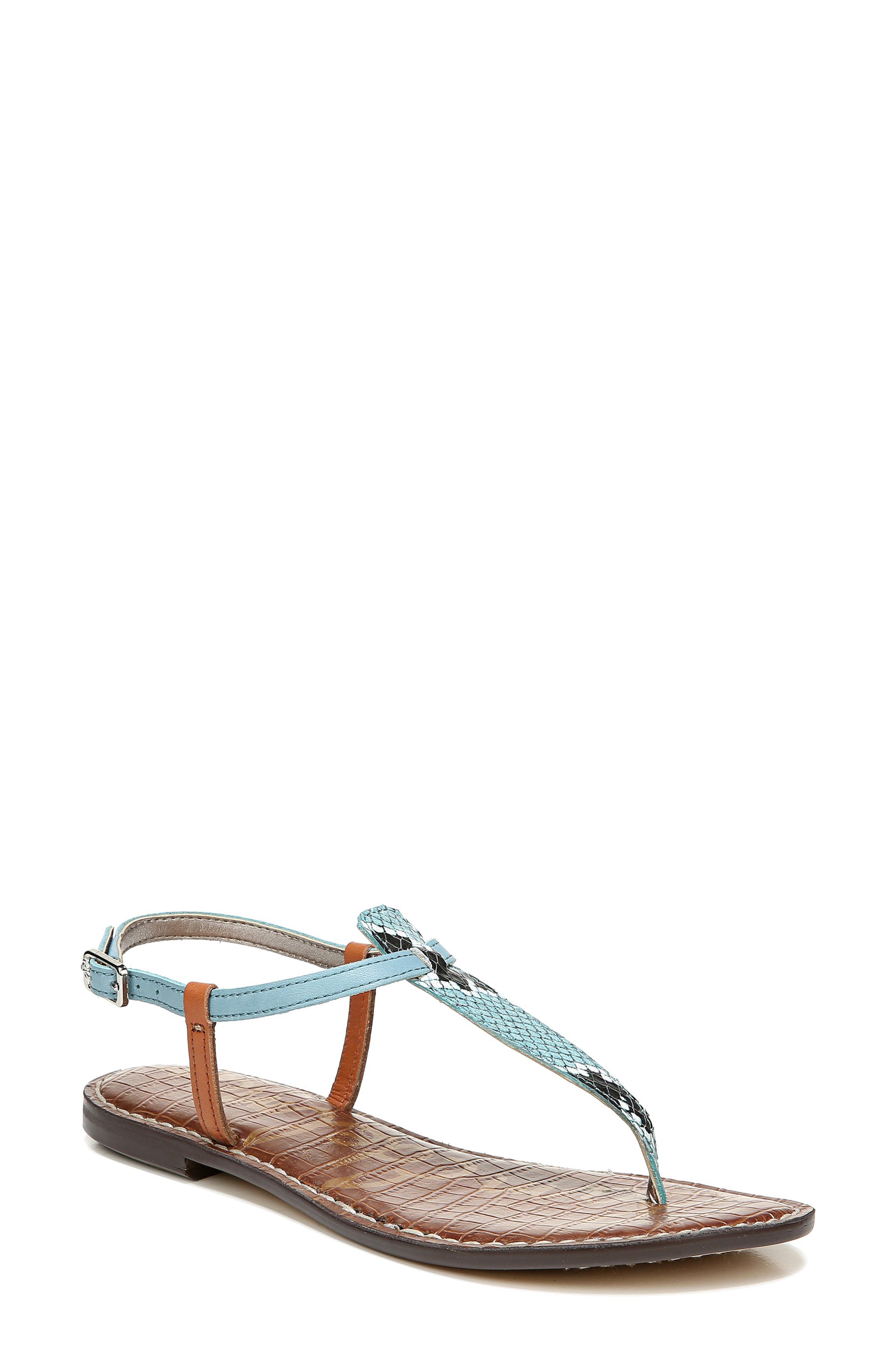 Sam Edelman Gigi T-strap Sandal In Blue Sage Leather