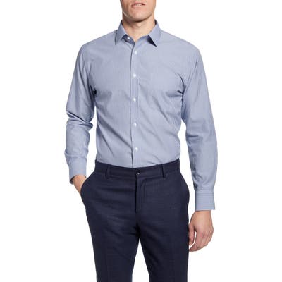 Nordstrom Shop Smartcare Trim Fit Stripe Dress Shirt - Blue