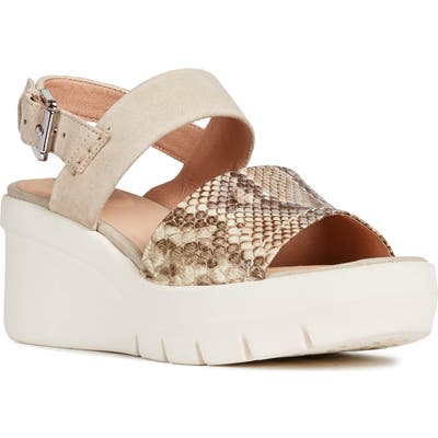 Geox Torrence Wedge Sandal, Beige