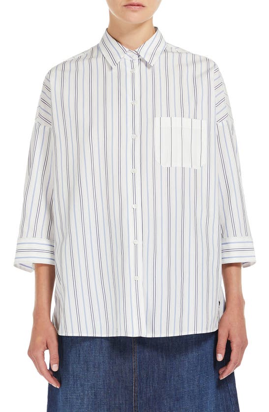 Shop Max Mara Stripe Tunic Shirt In Navy