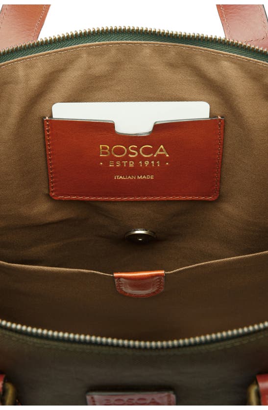 Bosca Arno Slim Recycled Nylon & Leather Tote In Olive Drab