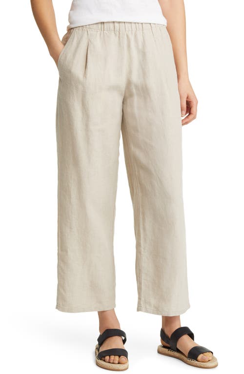 Eileen Fisher Pleated Linen Ankle Lantern Pants in Undyed Natural