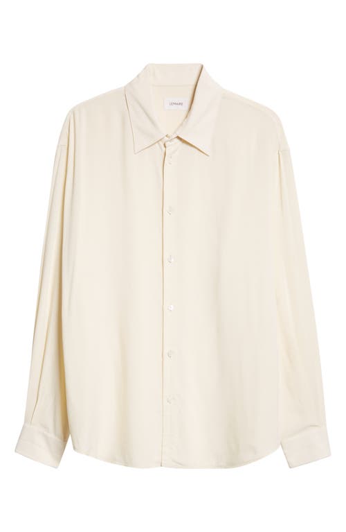 Lemaire Logo Embroidered Buttoned Shirt In Cream Ye507