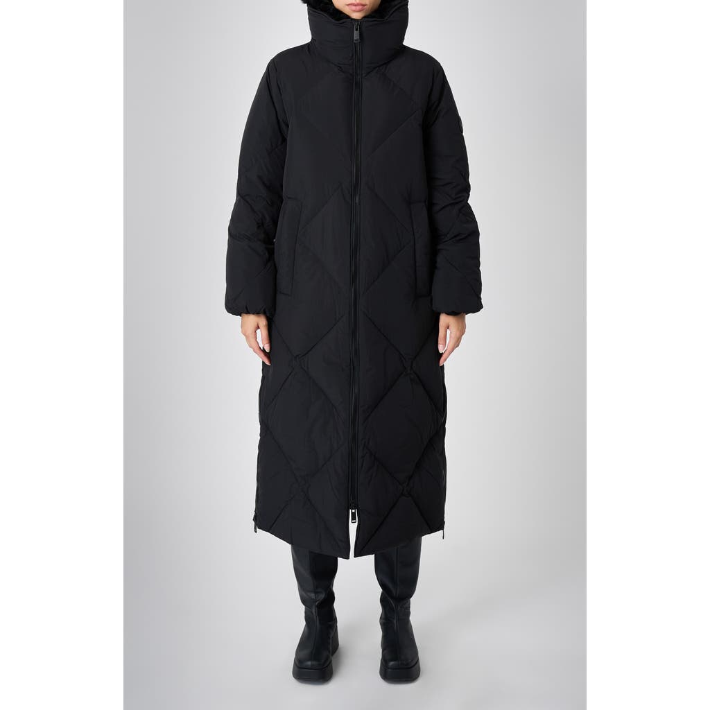The Recycled Planet Company Dida Faux Fur Trim Water Repellent Down Puffer Coat In Black