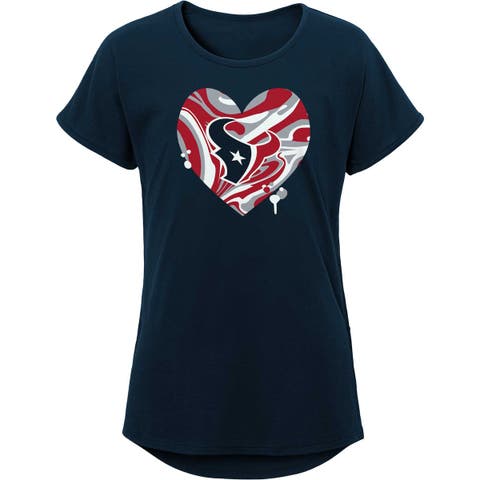 Girls Youth Navy Dallas Cowboys Tie-Dye Heart T-Shirt