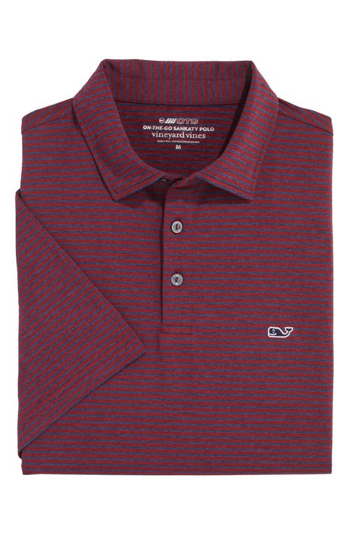 Shop Vineyard Vines Bradley Stripe Sankaty Performance Polo In Crimson/naut Navy