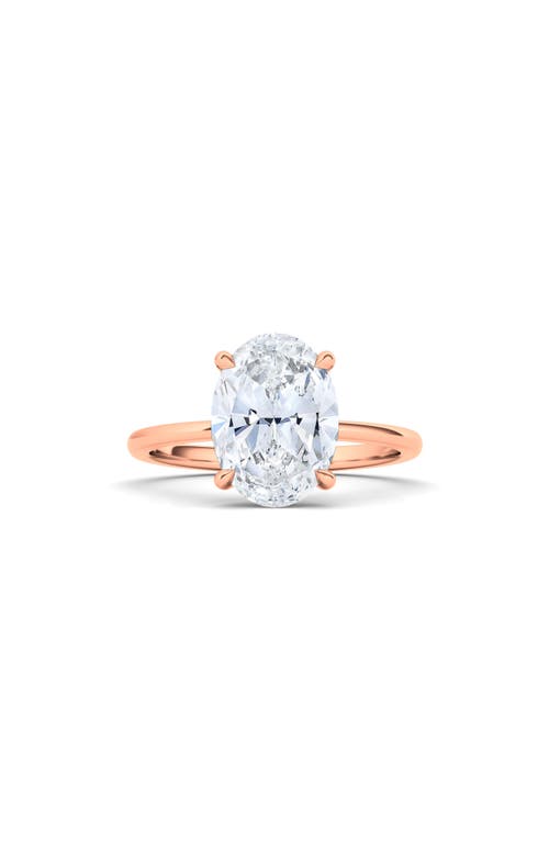 Shop Hautecarat Oval Cut Lab Created Diamond Ring In 2.00 Ctw 18k Rose Gold